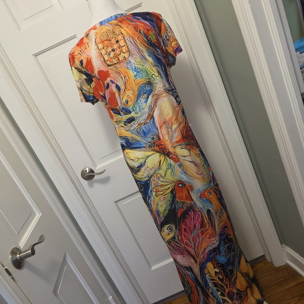 NWT Noracora Colorful Artsy Print Maxi Dress Size Small, Resortwear - Picture 5 of 10